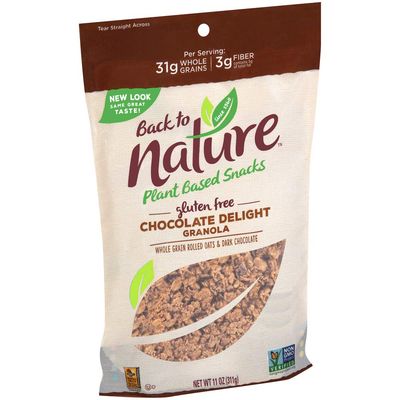 Back to Nature Granola Cereal - Gluten Free, Non-GMO, Plant Based Snacks made with Whole Grain Rolled Oats - Chocolate Delight, 11 Ounce