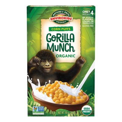 EnviroKidz Organic Gorilla Munch Cereal, 10 oz (Pack of 1), Corn Puffs, Gluten Free, by Nature&#39;s Path