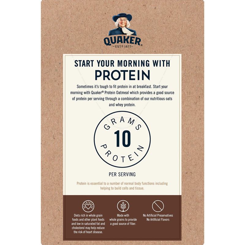Quaker Instant Oatmeal, Protein Maple Brown Sugar, 12g Protein, 12.6 oz - Pack of 6