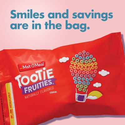 Malt-O-Meal Tootie Fruities Breakfast Cereal, Colorful and Fruity Cereal for the Family, Family Cereal Size, 50 OZ Resealable Cereal Bag
