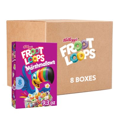 Kellogg&#39;s Froot Loops Breakfast Cereal, Kids Cereal, Family Breakfast, Original with Marshmallows (8 Boxes)