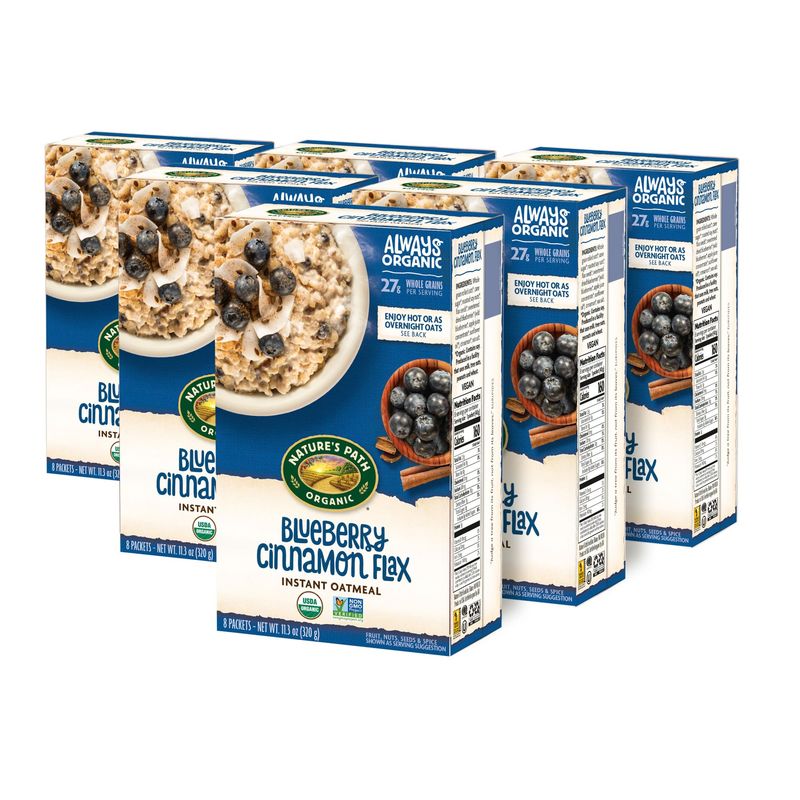 Nature's Path Organic Blueberry Cinnamon Flax Instant Oatmeal, 11.3 oz (Pack of 6), Non-GMO
