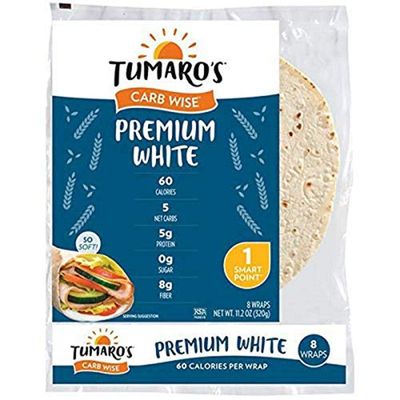 TUMAROS Tumaro&#39;s Carb Wise Premium White, 60 Calorie, 5 Net Carbs, 5g Protein, 0g Sugar, 8g Fiber,, 8Count (Pack Of 6)