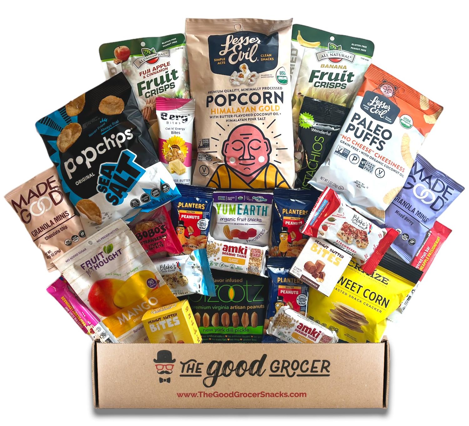 GLUTEN FREE and VEGAN DAIRY and FIG FREE Healthy Snacks Care Package 25 Ct Cookies Bars Chips Fruit Nuts Trail Mix Gift Box Sampler Office Variety College Student Care Package Gift Basket Alternative