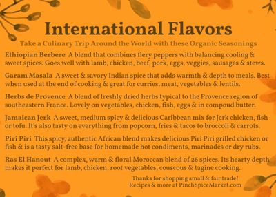 Spice Blends of the World Gift Bag - 6 Organic International Spices Gift - Pinch Spice Market