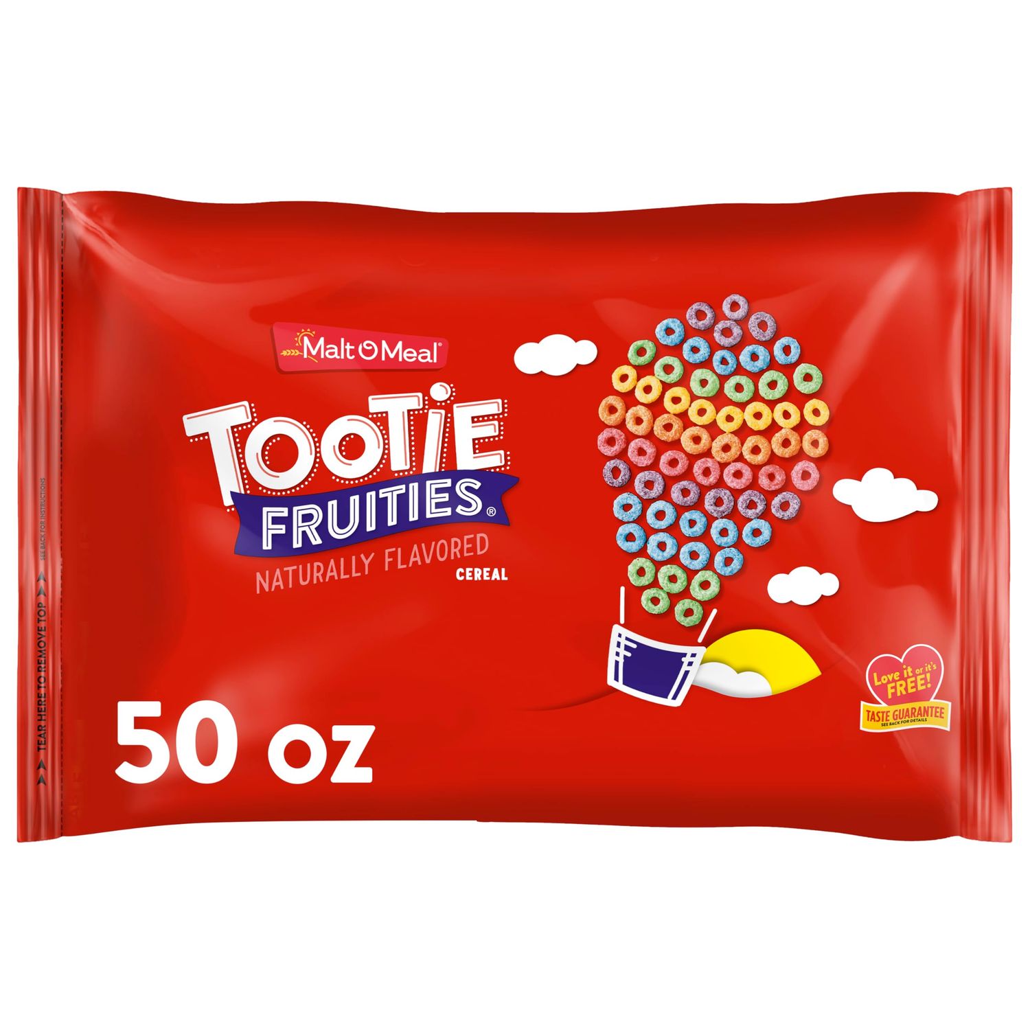 Malt-O-Meal Tootie Fruities Breakfast Cereal, Colorful and Fruity Cereal for the Family, Family Cereal Size, 50 OZ Resealable Cereal Bag