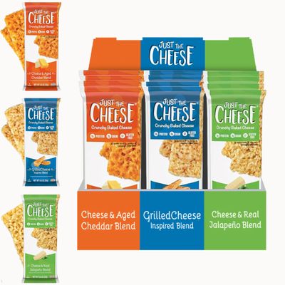 Just the Cheese Cheese Crisps | High Protein Baked Keto Snack | Made with 100% Real Cheese | Gluten Free | Low Carb Lifestyle | VARIETY PACK, 0.8 Ounces (Pack of 12)