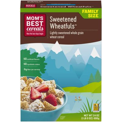 Mom&#39;s Best Sweetened Wheatfuls Cereal, Whole Grain, No High Fructose Corn Syrup, 24 Oz Box (Pack of 12)