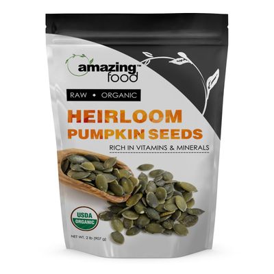 Amazing Food Heirloom Pumpkin Seeds | USDA Organic Certified | 2 Lb (907 G) | Vegan | Non-GMO | Gluten-Free | Made in USA