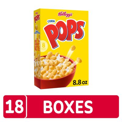Kellogg's Corn Pops Breakfast Cereal, Kids Cereal, Family Breakfast, Original (18 Boxes)