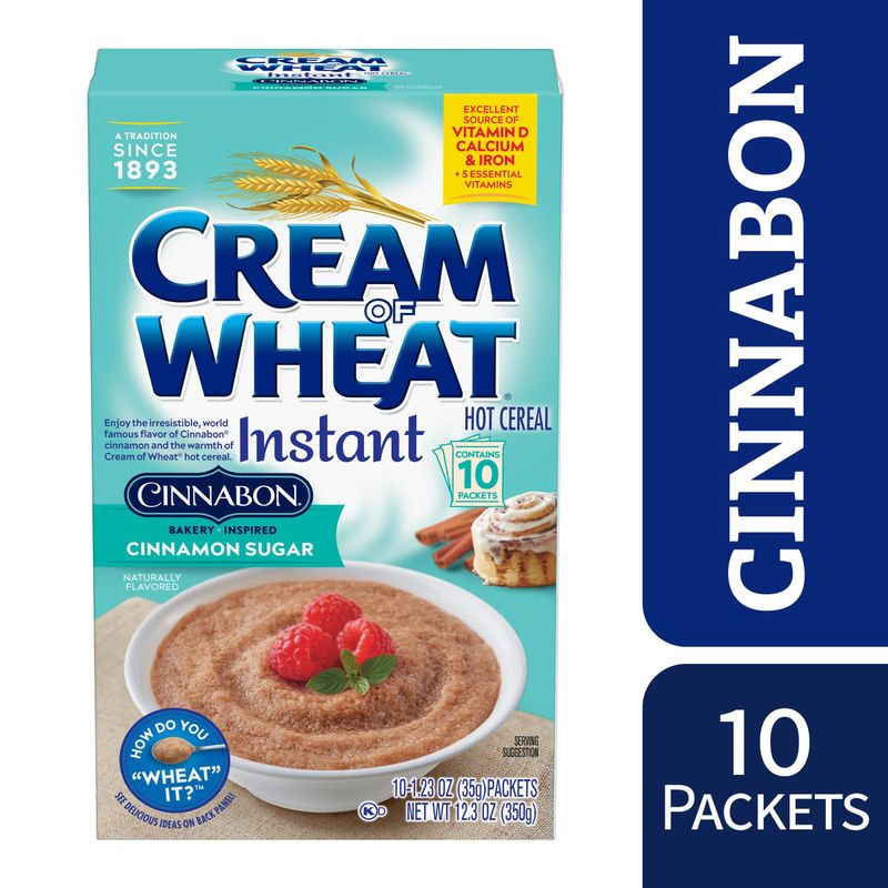 Cream of Wheat Instant Hot Cereal, Cinnabon, 1.23 Ounce, 10 Packets