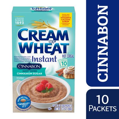 Cream of Wheat Instant Hot Cereal, Cinnabon, 1.23 Ounce, 10 Packets
