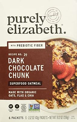 PURELY ELIZABETH Dark Chocolate Chunk Superfood Oatmeal 6 Count, 1.52 OZ