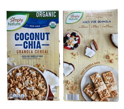 Simply Nature Coconut Chia Granola Cereal, Organic, 12.3 oz-set of 2