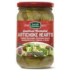 Tuscan Garden Premium Quality Tender, Quartered, Artichoke Hearts Marinated in Oil, Vinegar, Spices - 1 Jar (12 oz.)