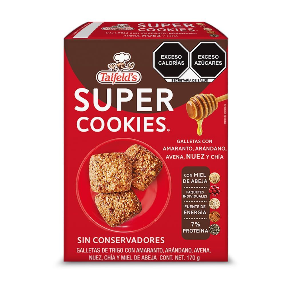 Taifelds Super Healthy Cookies with Sweetened Honey Pecans, Amaranth, Oats, Cranberries &amp; Chia. No Preservatives and Low in Cholesterol