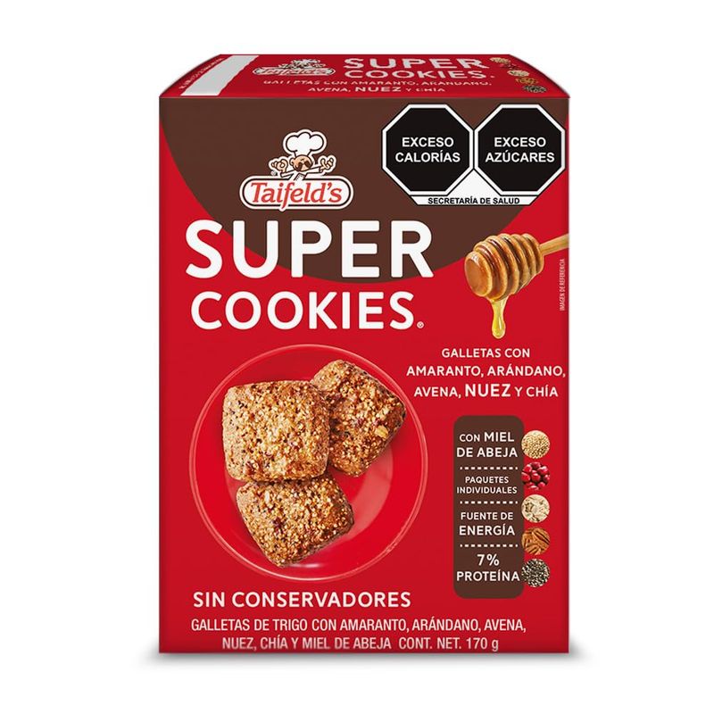 Taifelds Super Healthy Cookies with Sweetened Honey Pecans, Amaranth, Oats, Cranberries &amp; Chia. No Preservatives and Low in Cholesterol