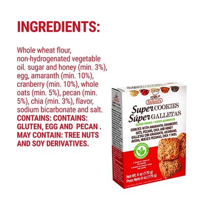 Taifelds Super Healthy Cookies with Sweetened Honey Pecans, Amaranth, Oats, Cranberries &amp; Chia. No Preservatives and Low in Cholesterol