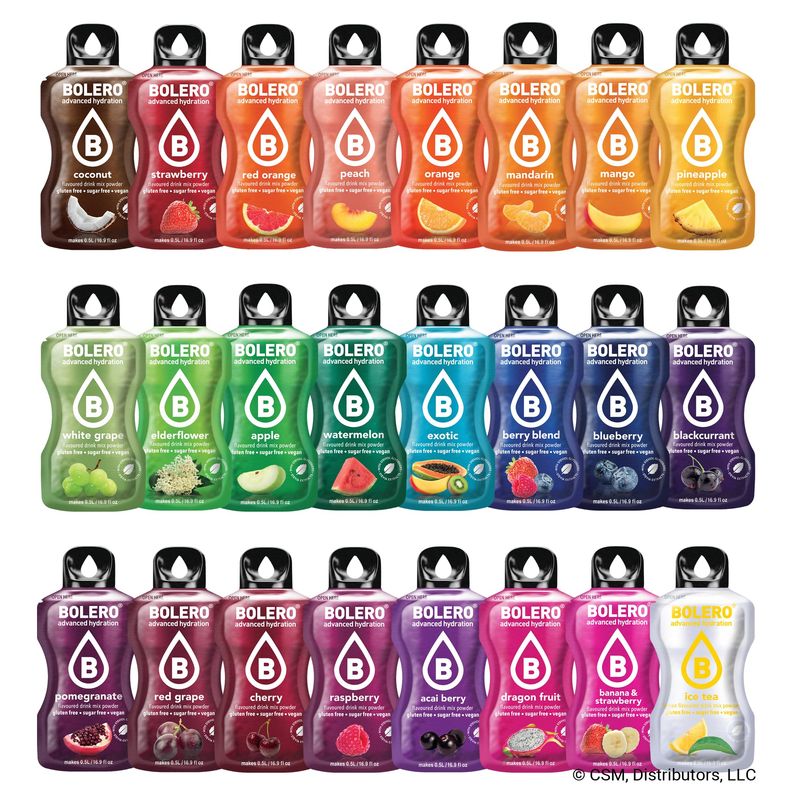 BOLERO- Water Flavoring Drink Mix Fruit Flavors | Sugar-Free and Low Calorie Powdered Drink Mix, 1 Packet Makes1 Gallon | Europe&#39;s Favorite Drink Mix (24) Small Packets