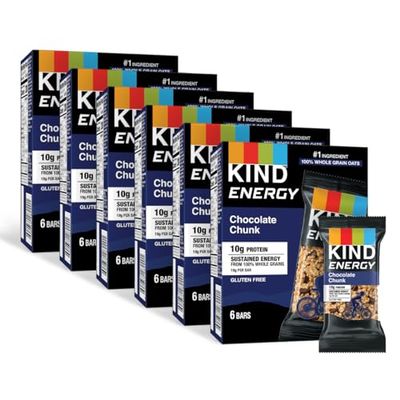 KIND Energy Bars, Chocolate Chunk, Healthy Snacks, Gluten Free, 10g Protein, 30 Count