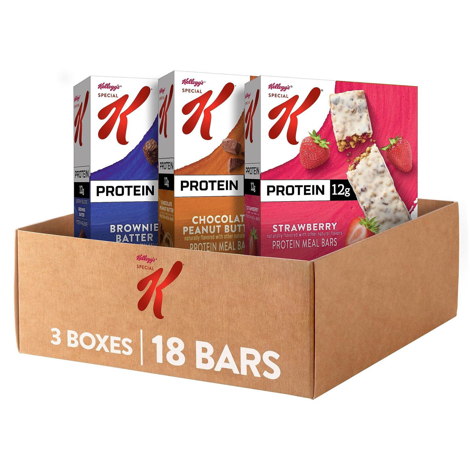 Special K Bar Protein Meal Bars, Meal Replacement, Bulk Protein Snacks, Variety Pack (3 Boxes, 18 Bars)