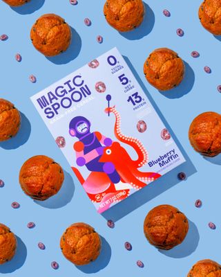 Magic Spoon Cereal - Blueberry Muffin 4-Pack of Cereal and Spoon - Keto & Low Carb Lifestyles, Gluten & Grain Free, High Protein, 0g Sugar