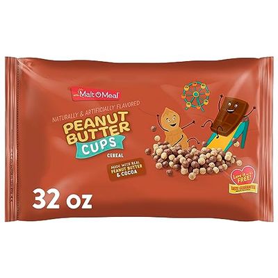 MaltOMeal Peanut Butter Cups Breakfast Cereal Cocoa and Peanut Butter Cereal Puffs Made with Real Cocoa and Peanut Butter Large Cereal for Family 39 OZ Resealable Cereal Bag