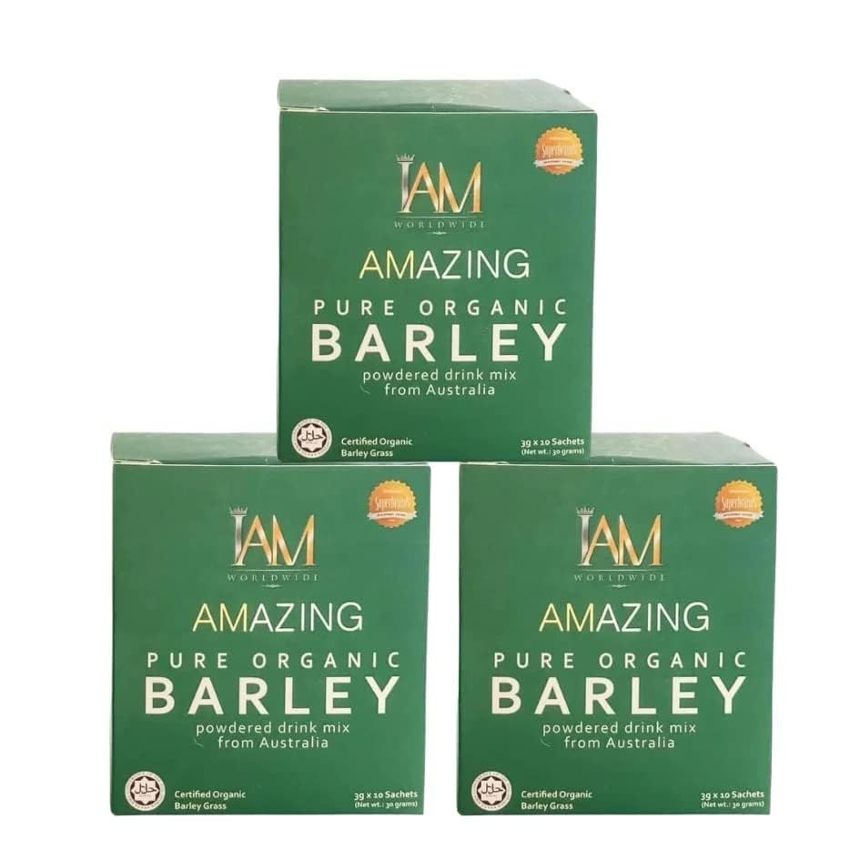 IAM Amazing Pure Organic Barley Powdered Drink Mix Organic Barley Green Natural Blend-3 Boxes