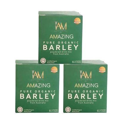 IAM Amazing Pure Organic Barley Powdered Drink Mix Organic Barley Green Natural Blend-3 Boxes