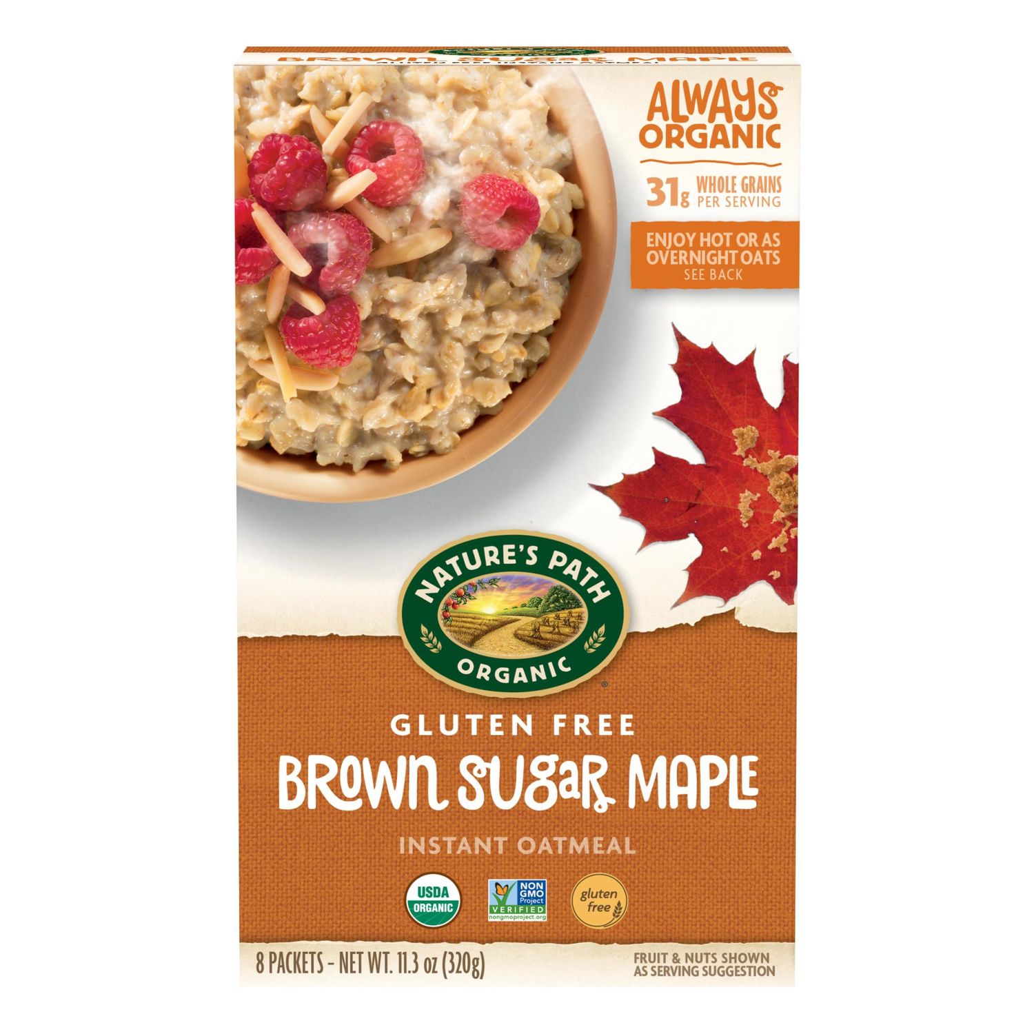 Nature&#39;s Path Organic Brown Sugar Maple Oatmeal, 11.3 oz (Pack of 6), Gluten Free, Non-GMO
