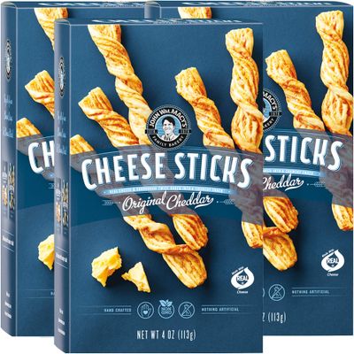 John Wm. Macy&#39;s - Original Cheddar CheeseSticks - Hand Crafted, Non GMO, and Nothing Artificial - Made with Real Cheese - 4 oz. Cartons - 3 Pack