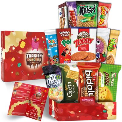Midi International Snack Box | Premium Exotic Foreign Snacks | Unique Snack Food Gifts Included | Try Extraordinary Turkish Snacks | Candies from Around the World | 12 Full-Size + 1 Bonus Snacks