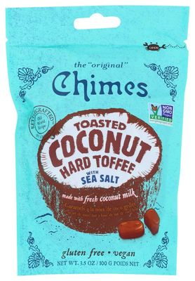 Toasted Coconut Hard Toffee Candies (2 pack)- (2) Chimes 3.5oz Bags - Gluten Free, Vegan, Made with Real Coconut Milk - Satisfy your sweet tooth with this tropical flavored classic buttery toffee!