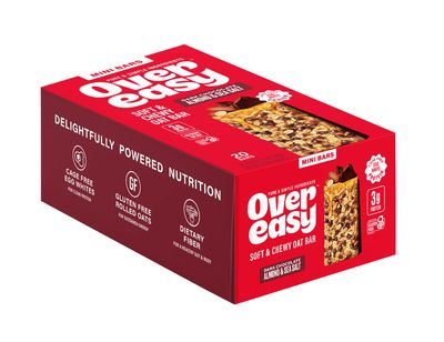 Over Easy Mini Granola Breakfast Bars  Best Protein for Morning Energy  100 Calories Healthy Snacks  Soft and Chewy  Gluten Free Dairy Free Soy Free and Kosher Dark Chocolate Almond  Sea Salt 20 Count