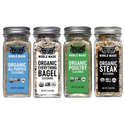 Noble Made Organic Seasoning Variety Pack, All Purpose Seasoning Gift Set, Steak, Poultry &amp; Everything Bagel Seasoning, For Turkey, Meat, Chicken, Gluten Free, Sugar Free, Low Sodium, 4 Pack
