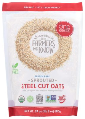 One Degree Organic Foods, Gluten-Free Sprouted Steel Cut Oats, USDA Organic, Non-GMO Gluten Free Cereal, 24 Oz (Pack of 4)