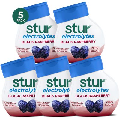 Stur Electrolyte Water Enhancer | Sweetened with Stevia | High in Vitamin C &amp; Antioxidants | Sugar Free | Zero Calories | Keto | Vegan | 5 Bottles, Makes 90 Drinks (Black Raspberry)