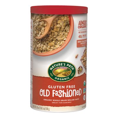 Nature&#39;s Path Organic Gluten Free Old Fashioned Rolled Oats, Non-GMO, 40g Whole Grains, 5g Plant Based Protein, Oatmeal Great for Baking, 18 Ounce (Pack of 6)