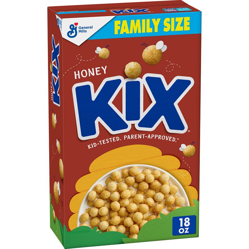 Honey Kix Whole Grain Breakfast Cereal, Lightly Sweetened Corn Cereal, Family Size, 18 oz