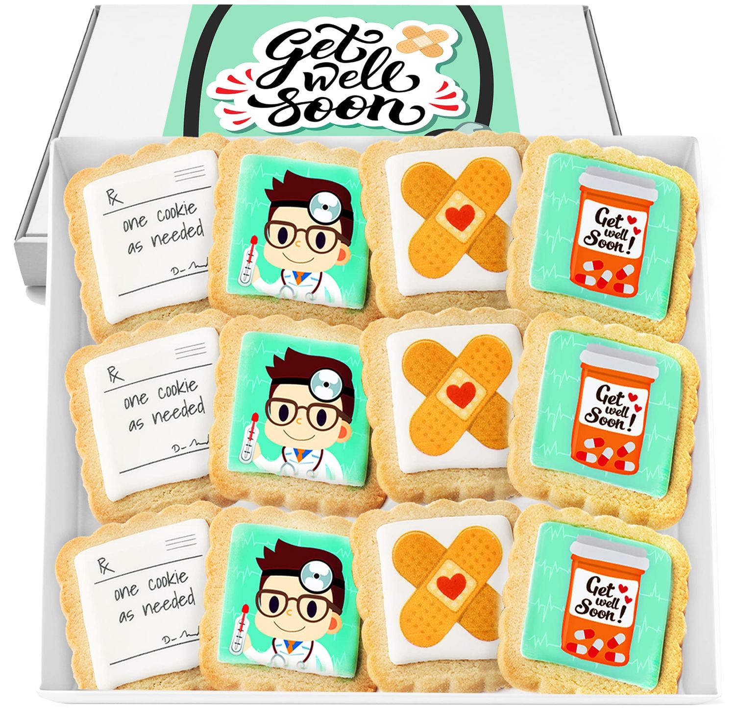 Get Well Soon Gift Cookies Basket Box For Kids and Adults After Surgery Care Package Feel Better Sick | 12 PACK | Nut Free | Kosher