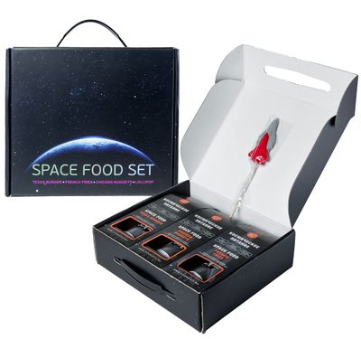 Space Food Set - Unique Gift Box for Kids Teens Adult - Texas Burger, French Fries, Chicken Nuggets, Lollipop Candy - Astronaut Food Set Birthday Christmas Holidays Lunch Food Gift for Children
