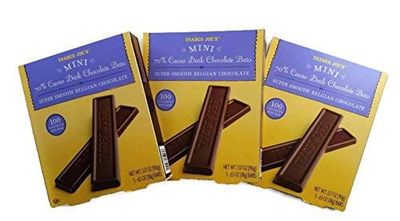 Trader Joe&#39;s Mini 70% Cacao Dark Chocolate Bars. Super Smooth Belgian Chocolate. 100 Calories Per Bar. Bundle of 3 Boxes. Each Box Is (0.63 Ounce (Pack of 15)-SET OF 3)