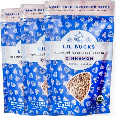 Lil Bucks Sprouted Buckwheat Groats Raw Organic, Grain-Free Granola (CINNAMON, 3 Pack)