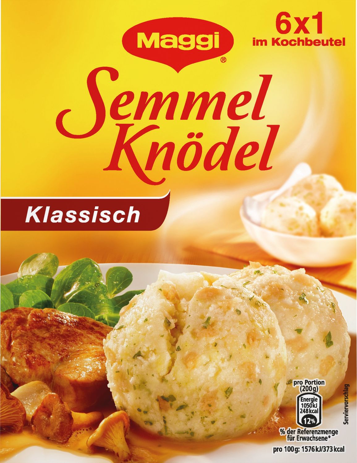 MAGGI Semmel Dumplings Cooking Bag (Semmel-Kndel) 2 Boxes 6x1 im Kochbeutel 7oz / 200g