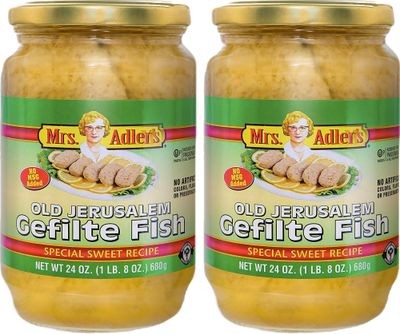 Mrs. Adler&#39;s Old Jerusalem Gefilte Fish 24oz (2 Pack), All Natural, Kosher for Passover