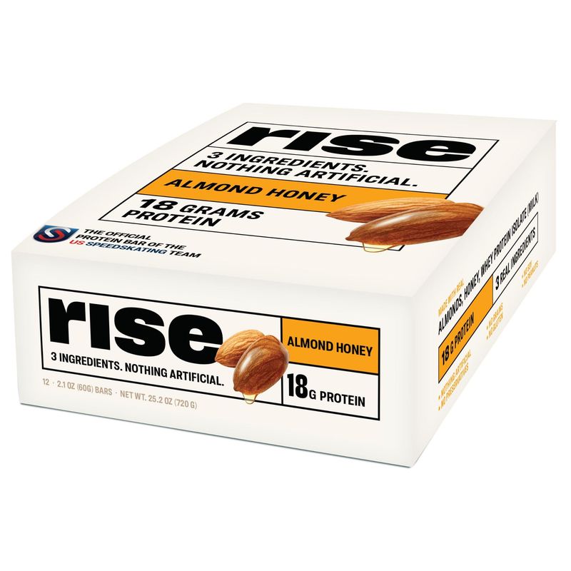 Rise Breakfast Whey Protein Bars Almond Honey, 18g Protein, 2.01 oz (12 Pack)