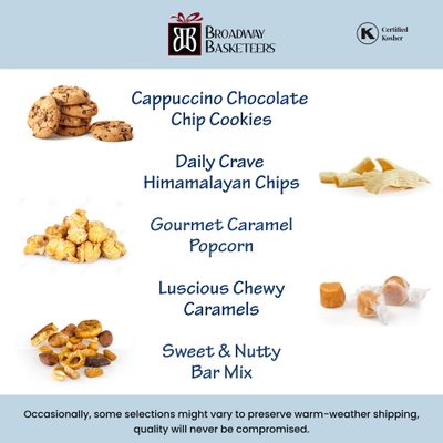Broadway Basketeers Chocolate Food Gift Basket Tower Snack Gifts for Christmas Holiday Women, Men, Families, College, Delivery for Appreciation, Thank You, Get Well, Congratulations