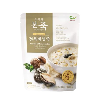 BONJUK Abalone &amp; Mushroom (Juk) Rice Porridge - Ready to eat meal (300g), Easy to prepare porridge pouch