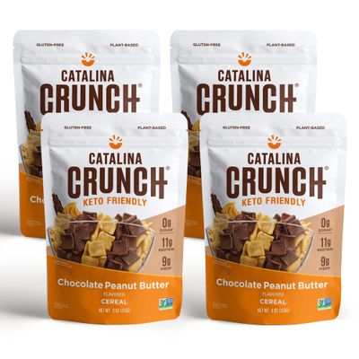Catalina Crunch Chocolate Peanut Butter Keto Cereal 4 Pack (9oz Bags) | Low Carb, Sugar Free, Gluten Free | Keto Snacks, Vegan, Plant Based Protein | Breakfast Protein Cereals | Keto Friendly Food