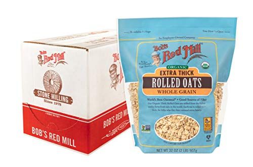 Bob&#39;s Red Mill Organic Extra Thick Rolled Oats, 32oz (Pack of 4) - Non GMO, Whole Grain, Vegan, Kosher